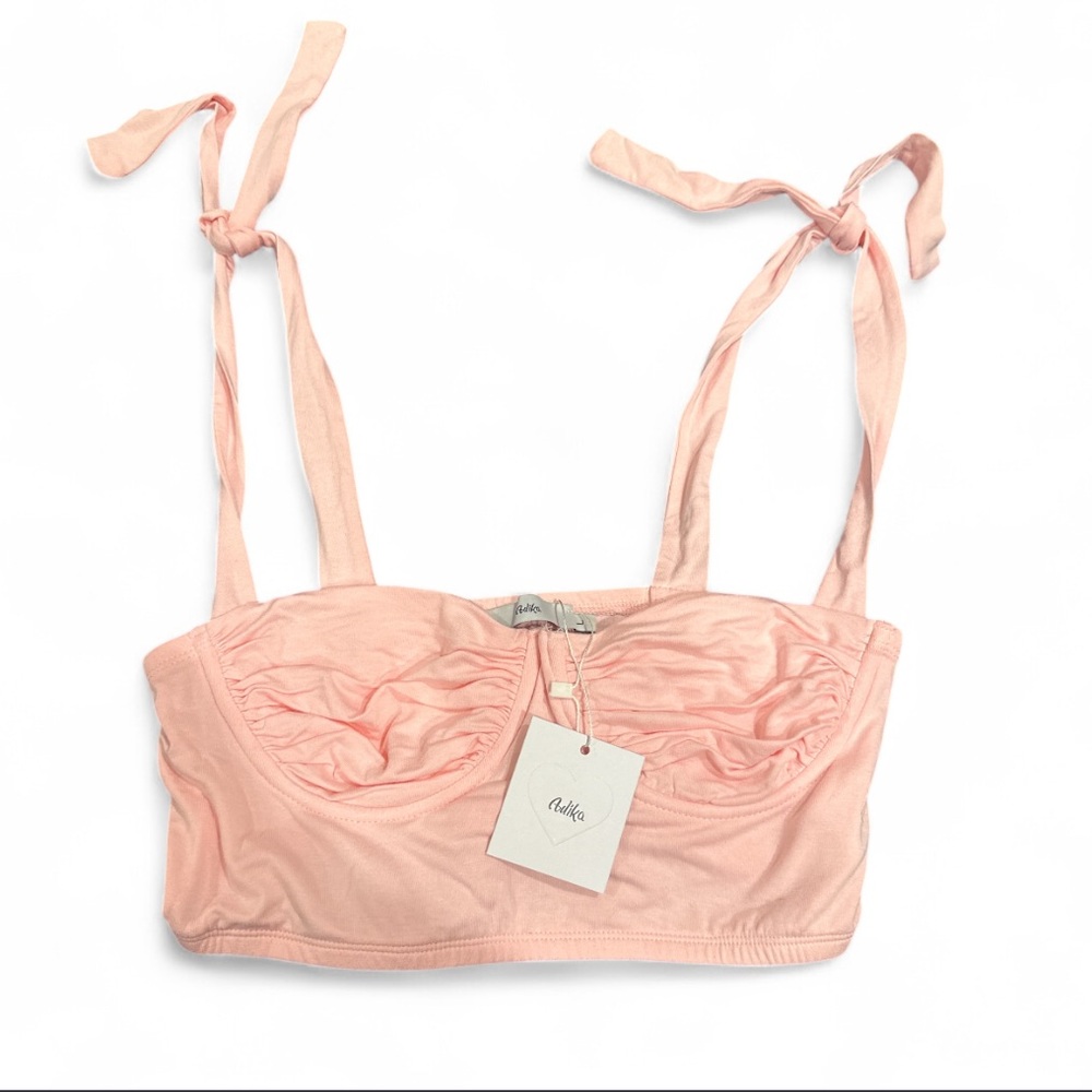 Adika Pink Ruched Tie-Strap Bralette